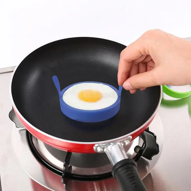 Highly Quality Kitchen Tools Non Stick Round Shape Egg Mold Ring With Silicone Handle Household Egg Frying Rings