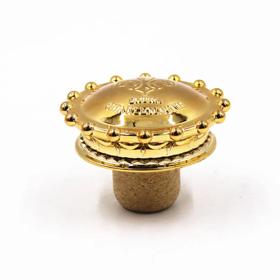 Custom Golden Crown Perfume Liquor Wine Stopper Cork T Shape  Fancy Art Craft Essential Oil Wooden Synthetic Cork