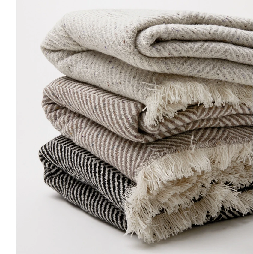 2024 new arrival autumn winter warm pure wool check scarf Knitted striped colorful dots patterns blanket tassel shawl kashmir