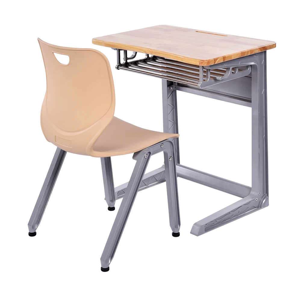 School Furniture Wood Aluminium Frame Single Seater Desk And Chair Set & School Chairs With Desk
