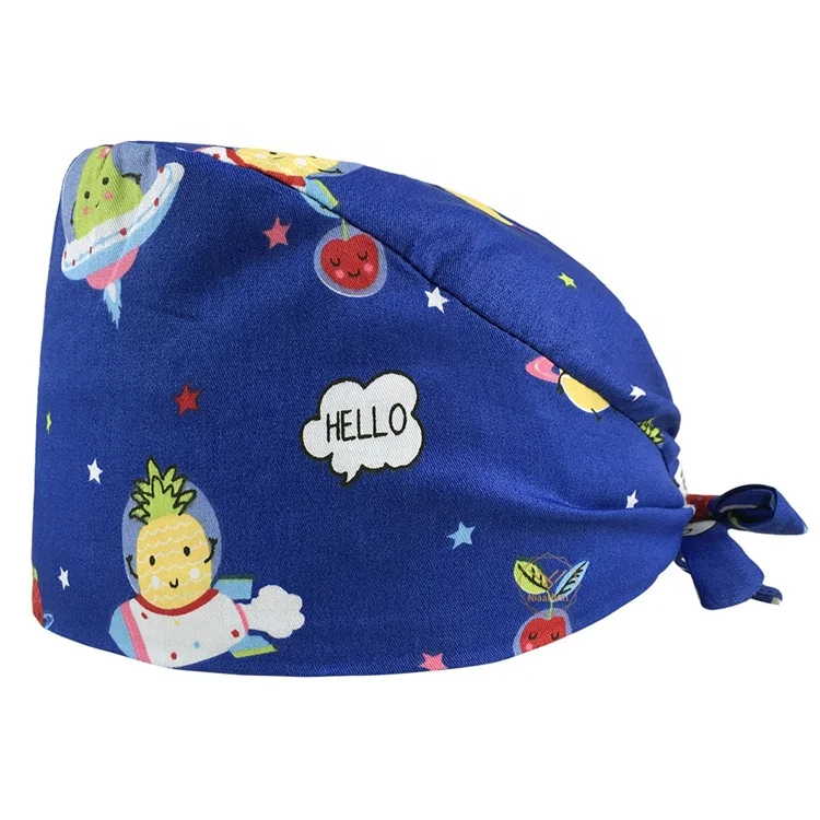 2021 New Custom Unisex Hair Hats Adjustable Doctor Working Nurse Scrub Caps Old Fashion Nurses Hat Hospital Cotton Print Cap