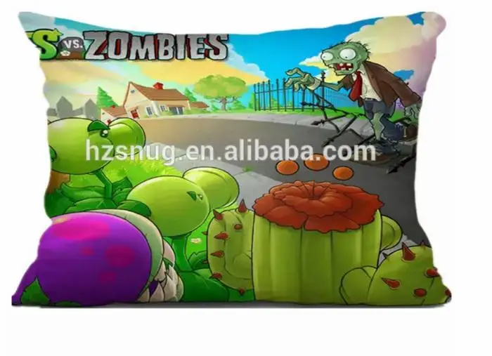 Christmas wholesale travel gift decorative Plants vs Zombies pillow case filling shredded memory foam pillow as christmas gift