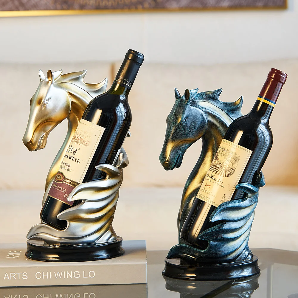 Horse Shape Display Shelf Wine Holder Animal Statue Wine Bottle Rack Holder Kitchen Dining Bar Barware Wine Rack