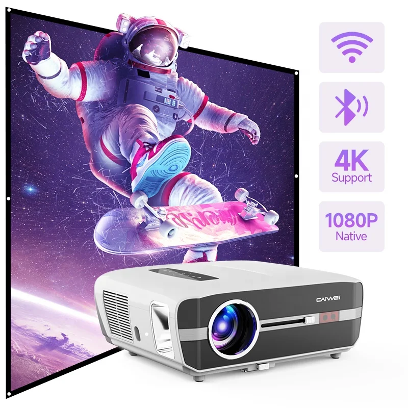 Factory direct OEM CAIWEI A9S High Brightness Proyector Native 1080P Full HD Support 4K UHD Multimedia Home Theater Projector