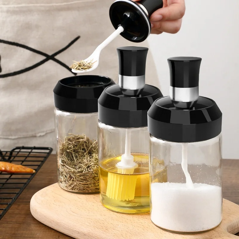 New Arrival Kitchen Seasoning Bottle Household Durable Glass Spice Jars With Spoon Bruth