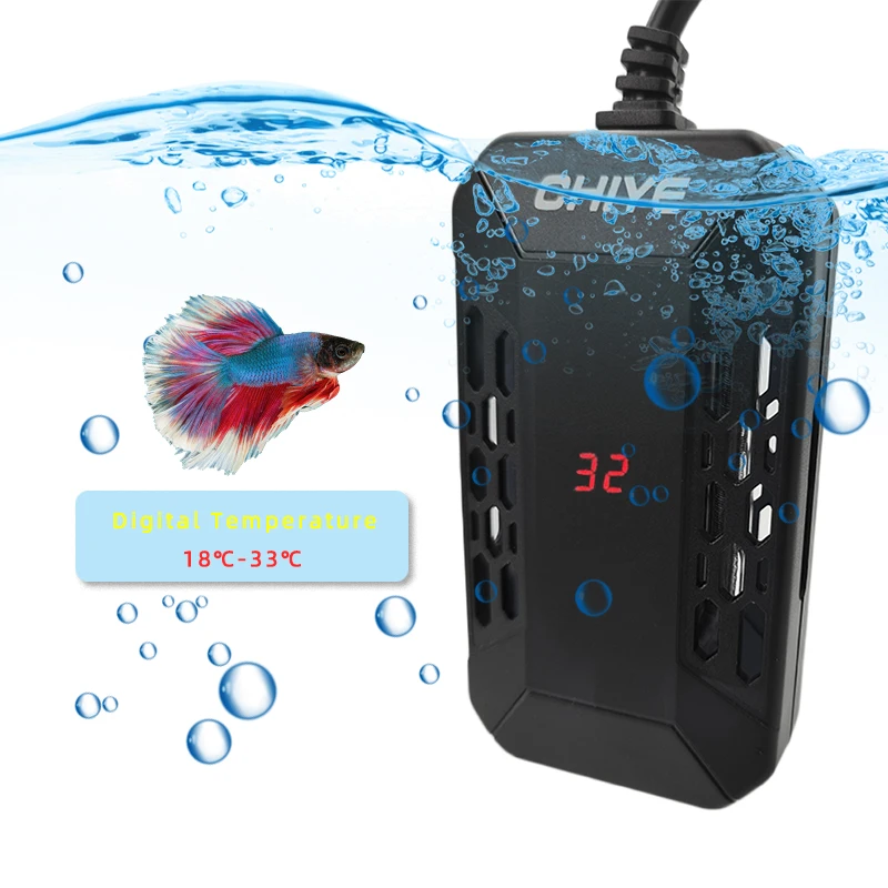 Digital Display Water Mini Aquarium Heater Anti-collision sheath Remote Control Heater for Fish Tank Heating