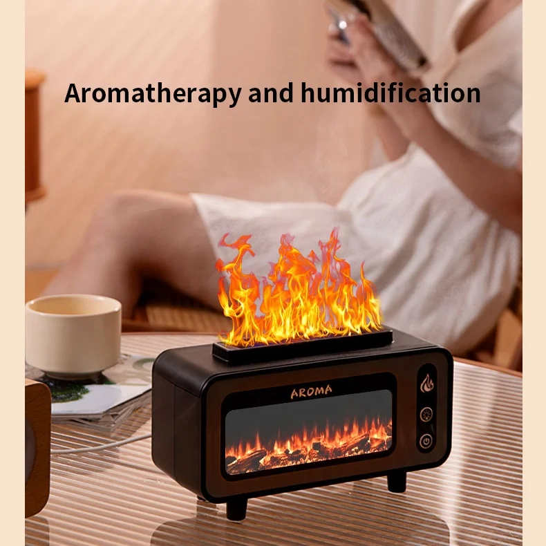 ultrasonic essential oil similar 3d fire flame fireplace volcano aroma oil diffuser