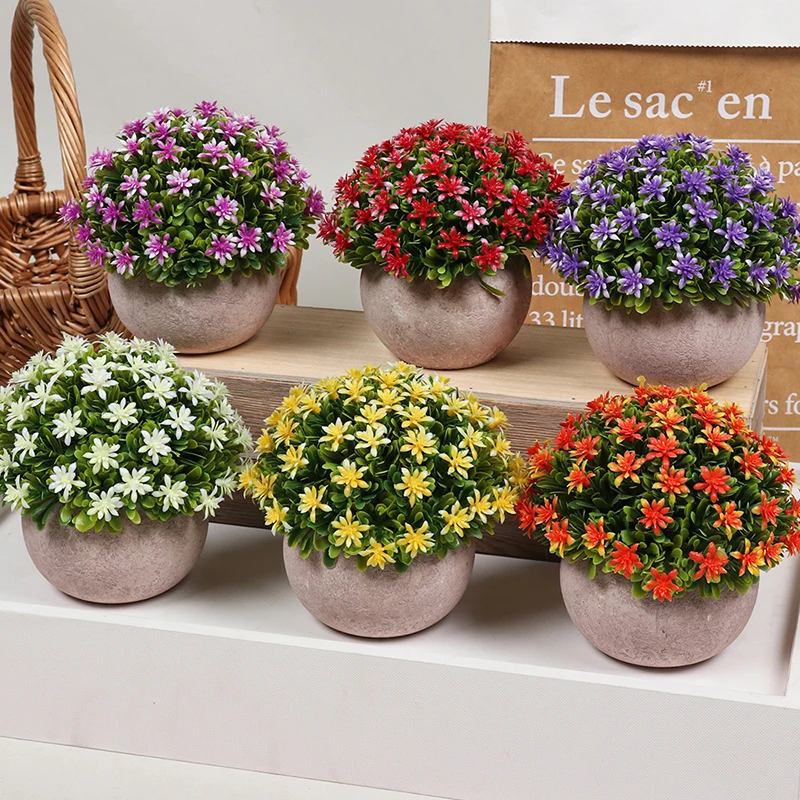 Cheap 13*13CM Artificial Bonsai Flower Mini Artificial  Small Plant With Pot