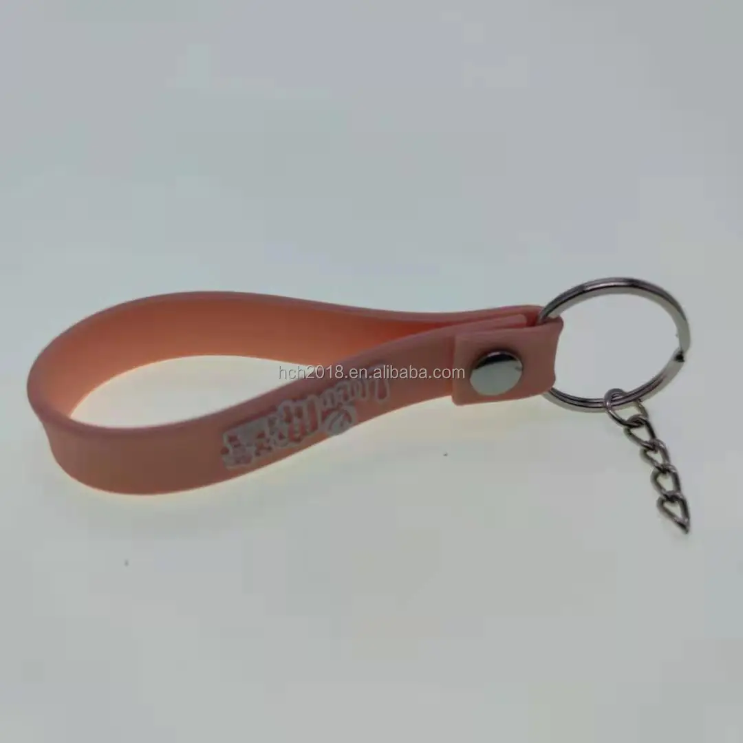 Пользовательский тисненый логотип Браслет Силиконовый Брелок