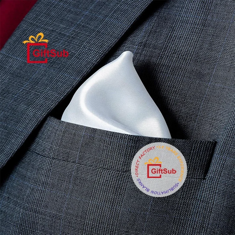 Personalized 10.5x10.5IN Sublimation White Handkerchief Soft Satin Polyester Blank Hanky Solid Pocket Square Handkerchiefs
