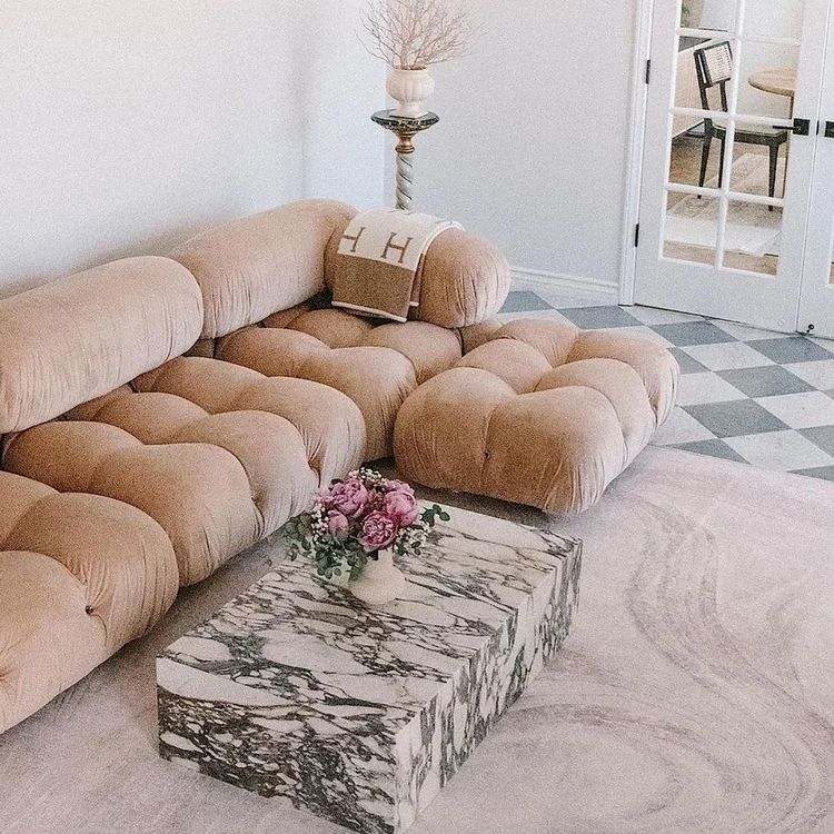 Luxury quality cheap price modern side table nordic Kaia Calacatta Viola Marble Plinth Block Large Coffee Table