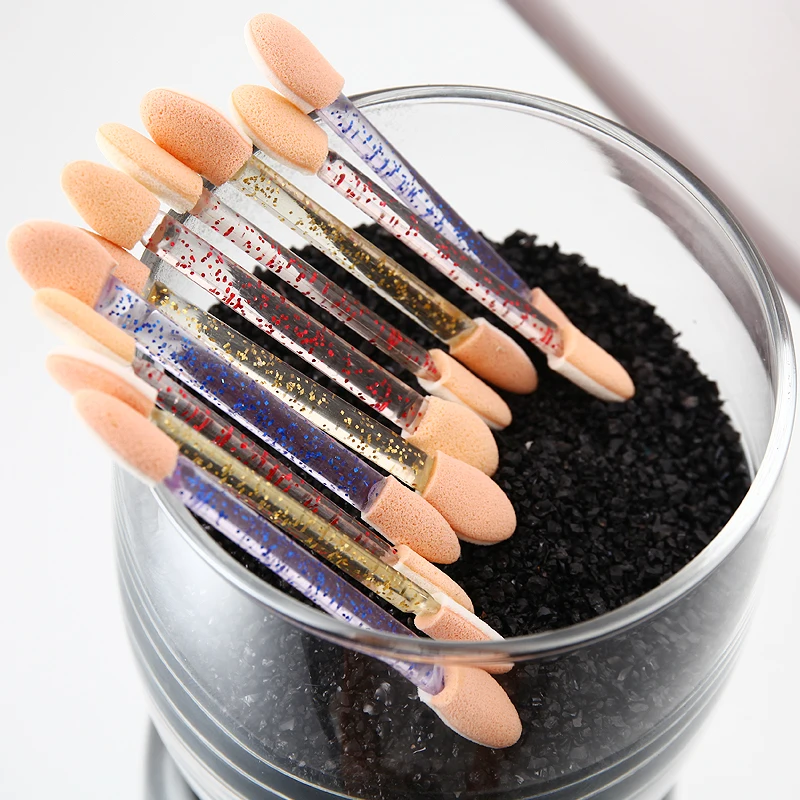 Аппликаторы для теней, одноразовые кисти для теней, двусторонние кисти для теней для век, губчатые Аппликаторы розового цвета