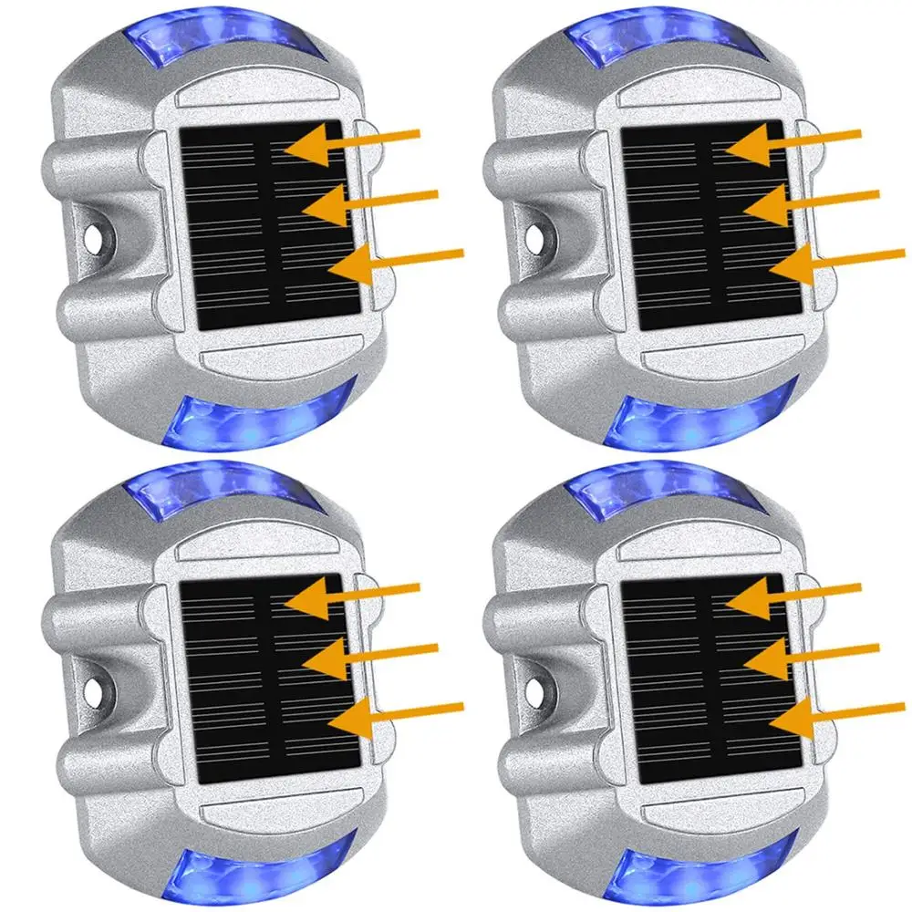 
Blue color Solar 6 LED Powered Road Step Light Dock Light for Outdoor Driveway Deck Garden Ground Path Yard 