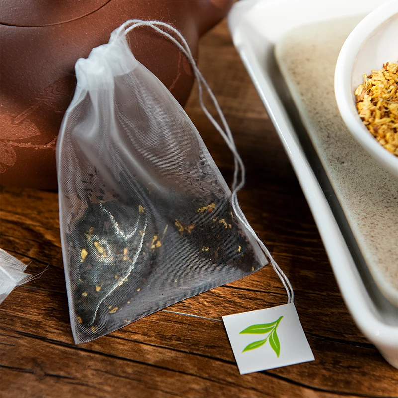 Heat Seal Nylon Triangle Tea Bag  Disposable Flower Tea Chinese Pyramid Tea Bag