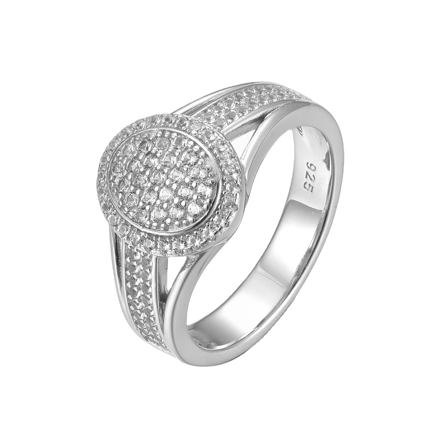 Custom Real Promise 925 Sterling Silver IJ VVS Diamond Ring Halo White Sapphire Split-Shank Oval Pave Ring For Women