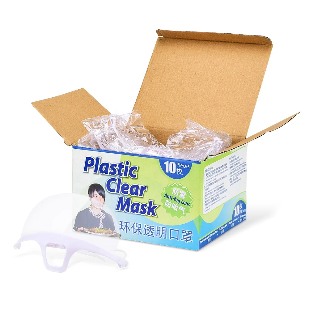 Reused Transparent Anti-fog Face Mask Plastic Comfortable Spittle Shield Tattoo Mouth Cover Kitchen Catering Mask