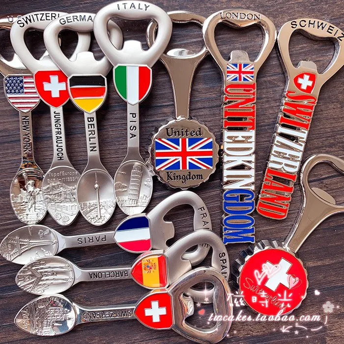 Switzerland, Britain, France, Germany, Italy, the United States, Spain travel souvenir bottle opener Souvenrir Fridge Magnet