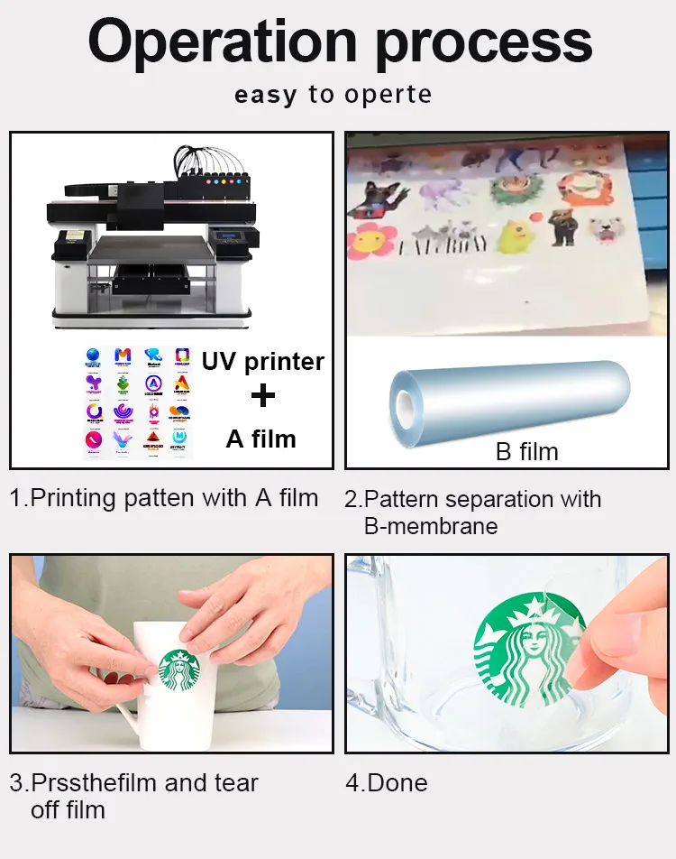 AB Film UV DTF PET AB Free B  Film Ink For Direct Label Sticker UV DTF Printing
