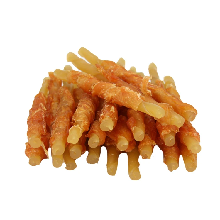 OEM  Savory Chicken Wrap Cowhide Stick  Dog Dental Chew Snacks Dog Food Production Pet Products