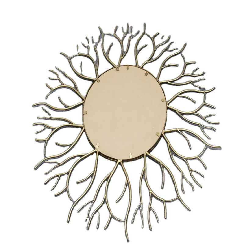 Round Creative Mirror Art Mirror Hand-created Carving European And American Style Porch Decoration Mirror