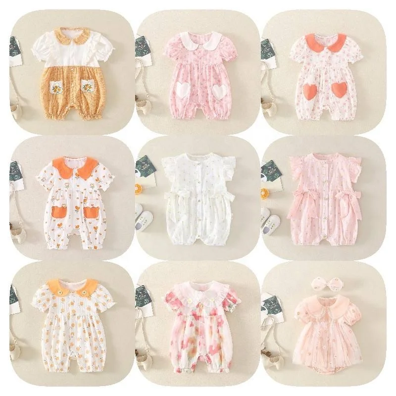 Hot selling 100% cotton baby onesies factory stock baby clothes newborn boys and girls onesies onesies