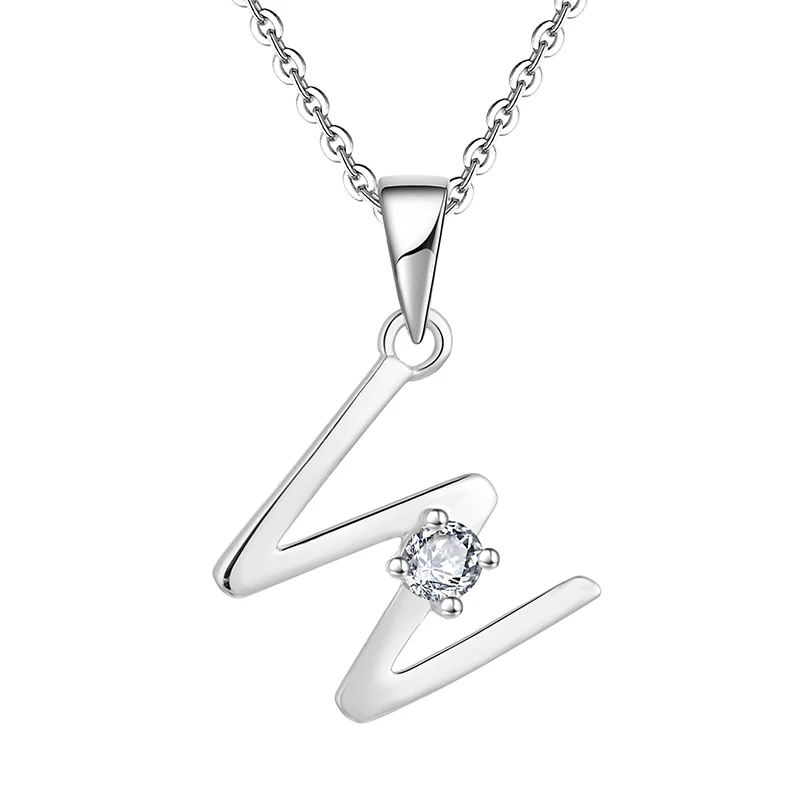 Hot selling personalized boutique jewelry 925 sterling silver zircon necklace retro letter charm necklace for women