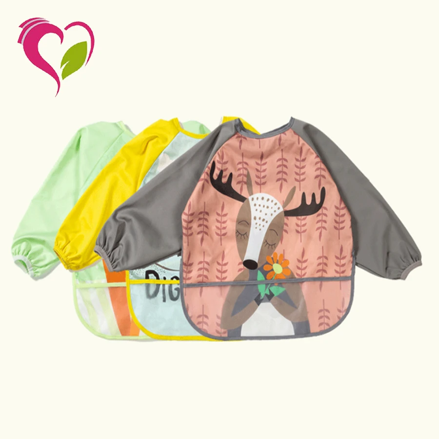 Baby Bib Long Sleeve Waterproof Baby Polyester Plastic Apron Baby Feeding Apron