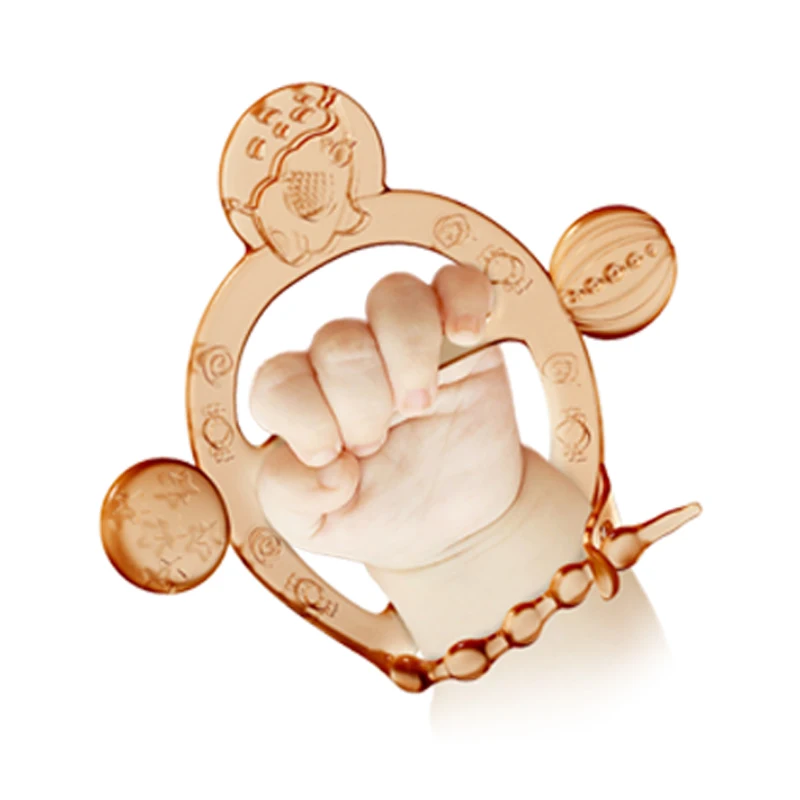 
HRORSHE China Supplier RTS Bpa Free Food Grade Organic Infant Teething Chew Toys Natural Baby Wristband Silicone Teether 