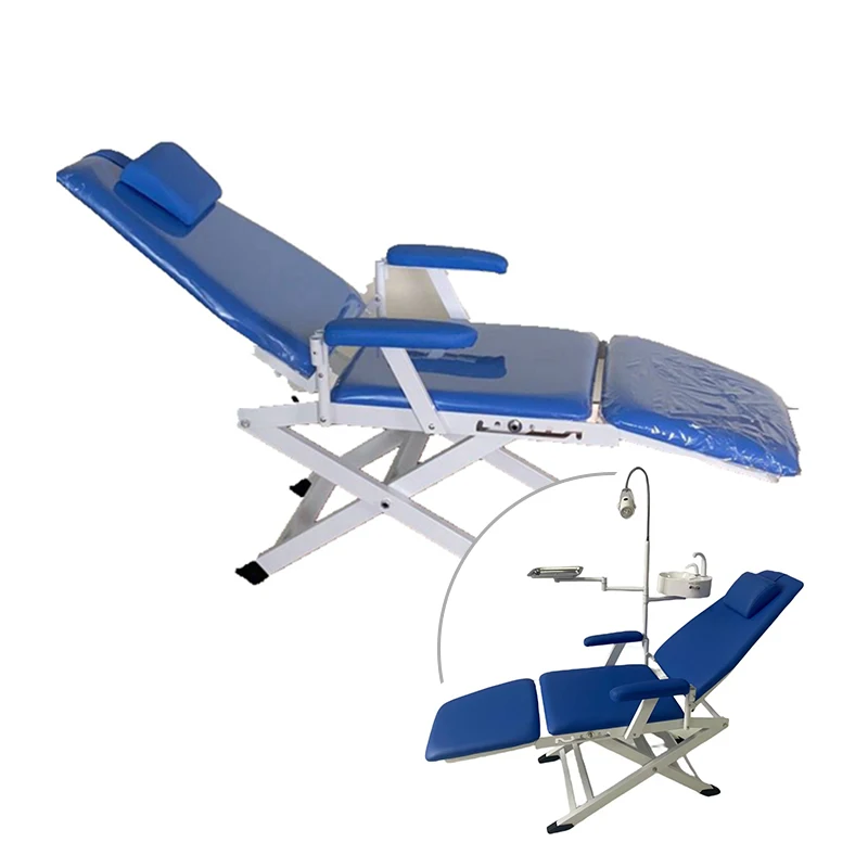 Customizable Safety Foldable Portable Dental Chair Unit with Spittoon Lamp and Tray Wall Mounted Turbine