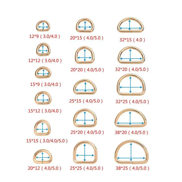 Wholesale High Quality Handle Bag Accessories Zinc Alloy Custom D-ring Buckle Colorful Metal D Ring For Handbag