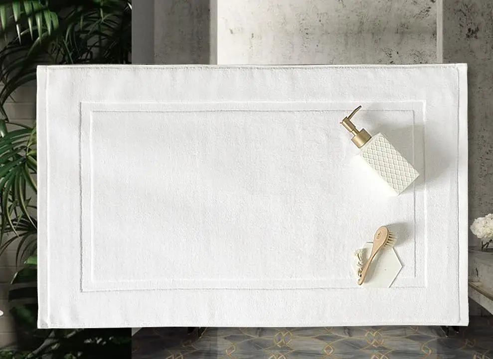Premium 100% cotton floor towel 50x80cm floor towel pluffy bath mat with logo customization white cotton floor mat for hotel