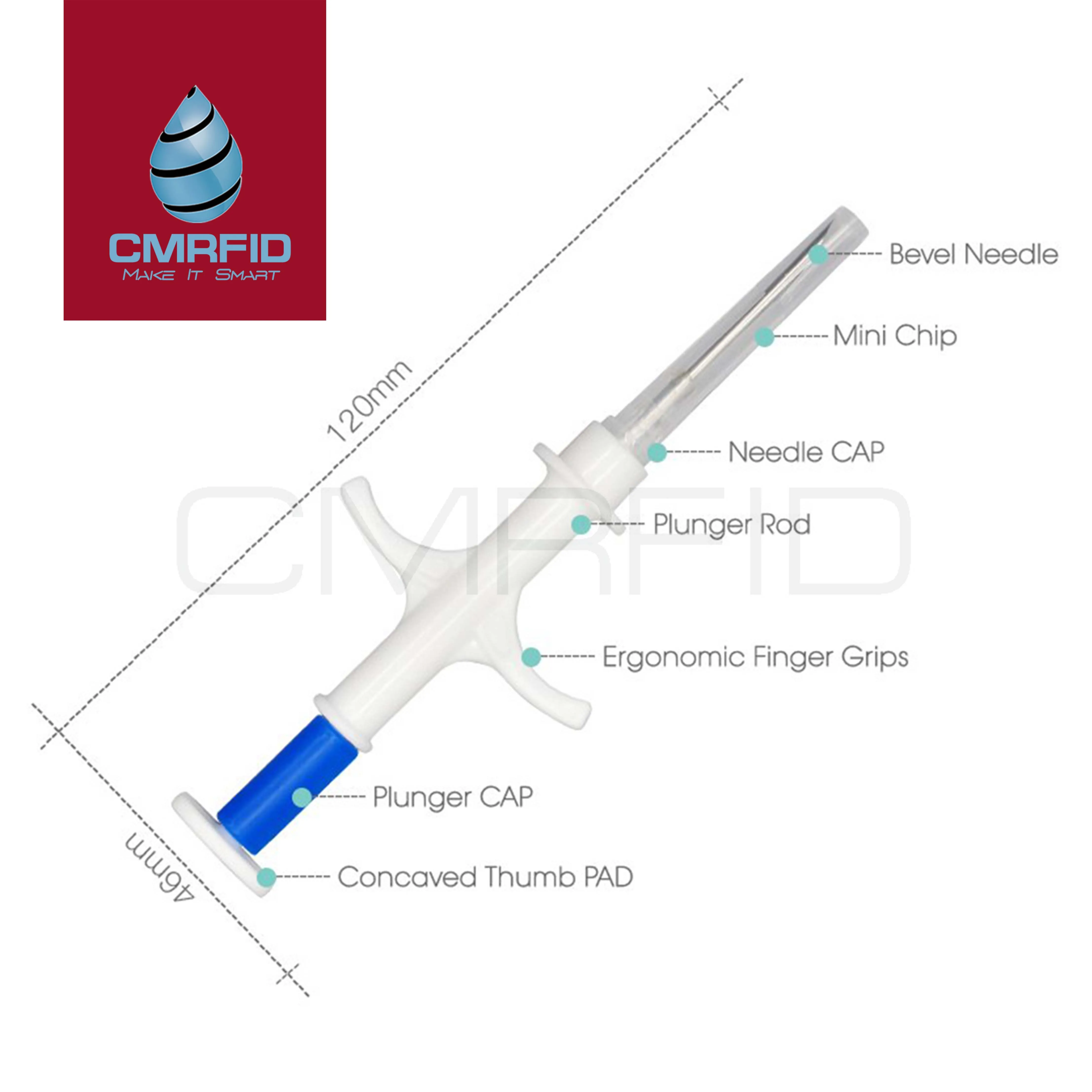 Микрочип низкой частоты 134,2 Кгц 2,12мм со шприцем для животных -L
