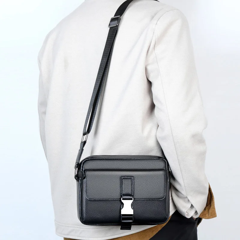 New Arrival High Quality Genuine Cow Leather Crossbody Bags Natural Leather Shoulder Bag for Men