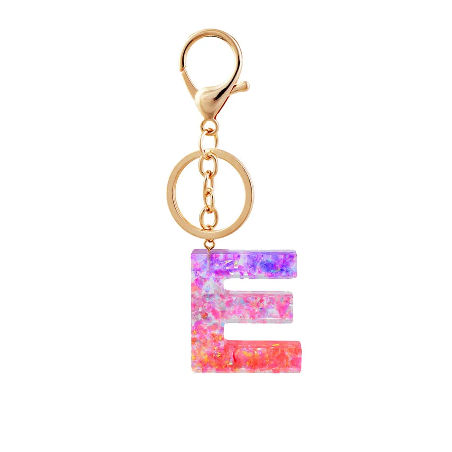 2023 fashion sell acrylic resin drop glue colourful 26 letter English pendant key chain