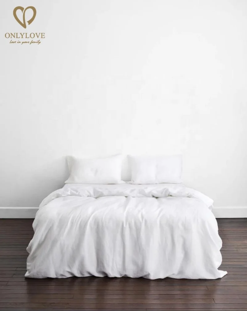 2022 popular 100% French linen bedding sets flax bed sheet set stone washed bedsheet duvet cover set