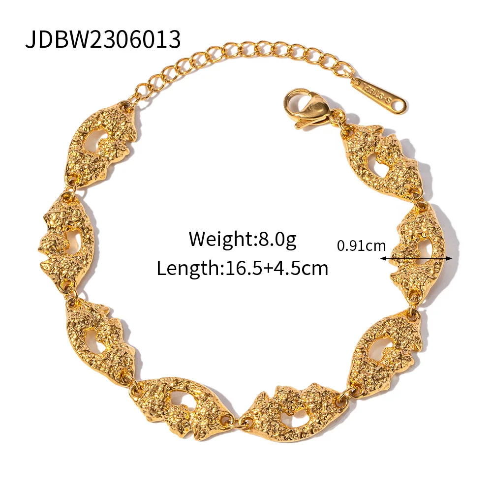Versatile Handmade Stylish Design Handmade Irregular Hollow Out Stainless Steel retro texture Bracelet for Women