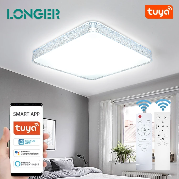 Хит продаж декоративная лампа Tuya App с голосовым управлением умный светодиодный Rgb потолочный светильник Alexa Google