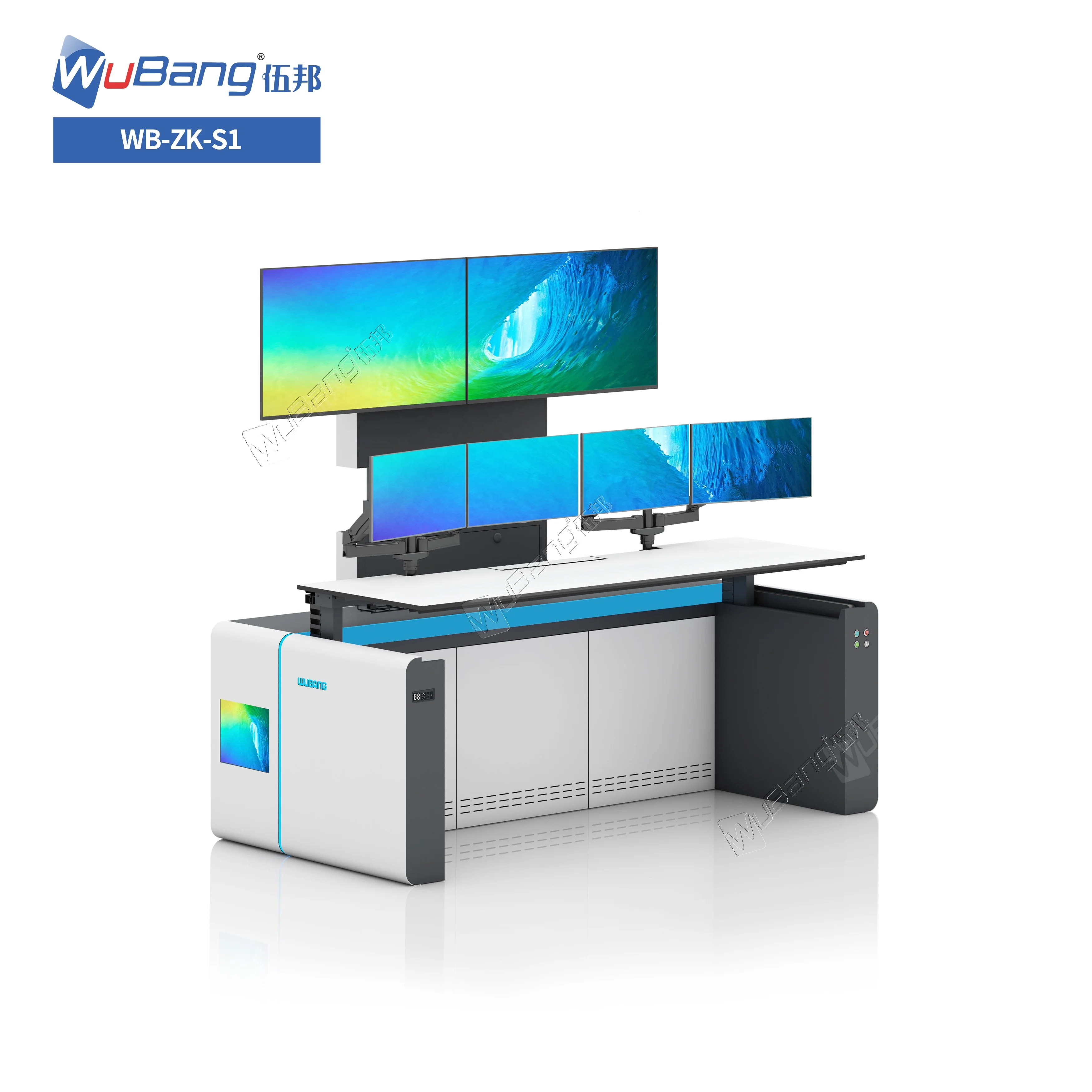 Multi-Screen Dispatch Control Console Workstation Standing Desk Command Center Monitoring Room Console Furniture