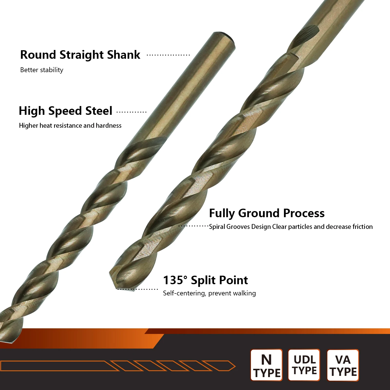 Hss Cobalt Drill Bits 1Mm-13Mm Hss M35 VA TYPE /Amber Twist Drill Bits