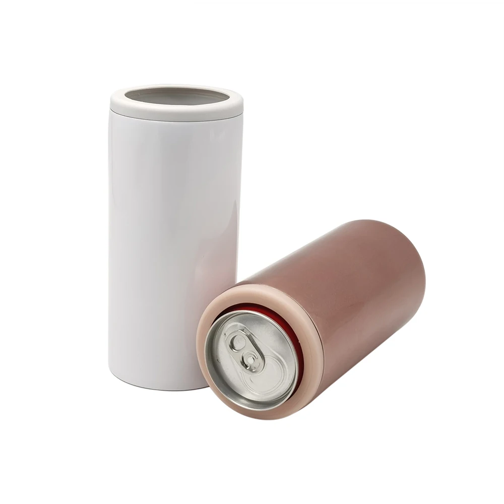 4in1 curve can cooler Eco friendly 12oz double wall vacuum stainless steel double walled slim beer can cooler holder