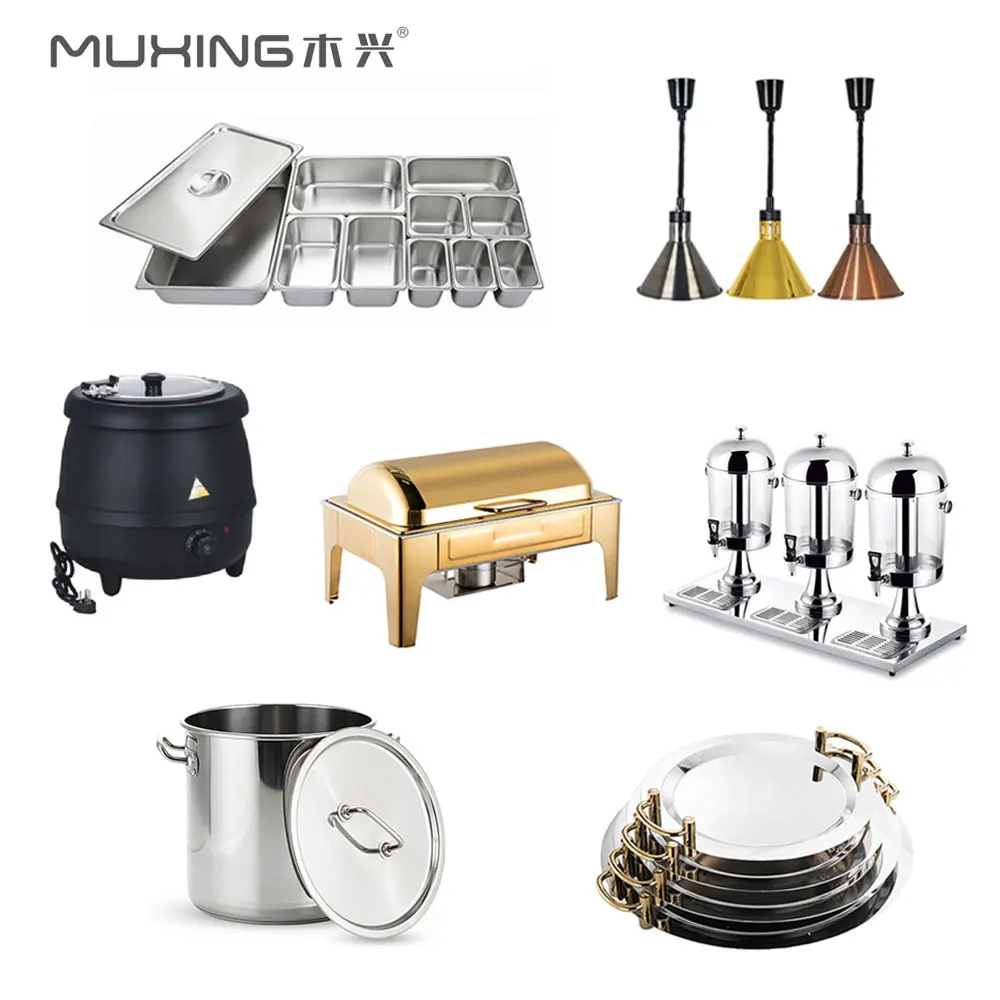 Muxing Factory Direct Stainless Steel Soup Food Warmer Light/Serving Tray/Cheffing Dish/Gn Pan For Hotel Catering Buffet