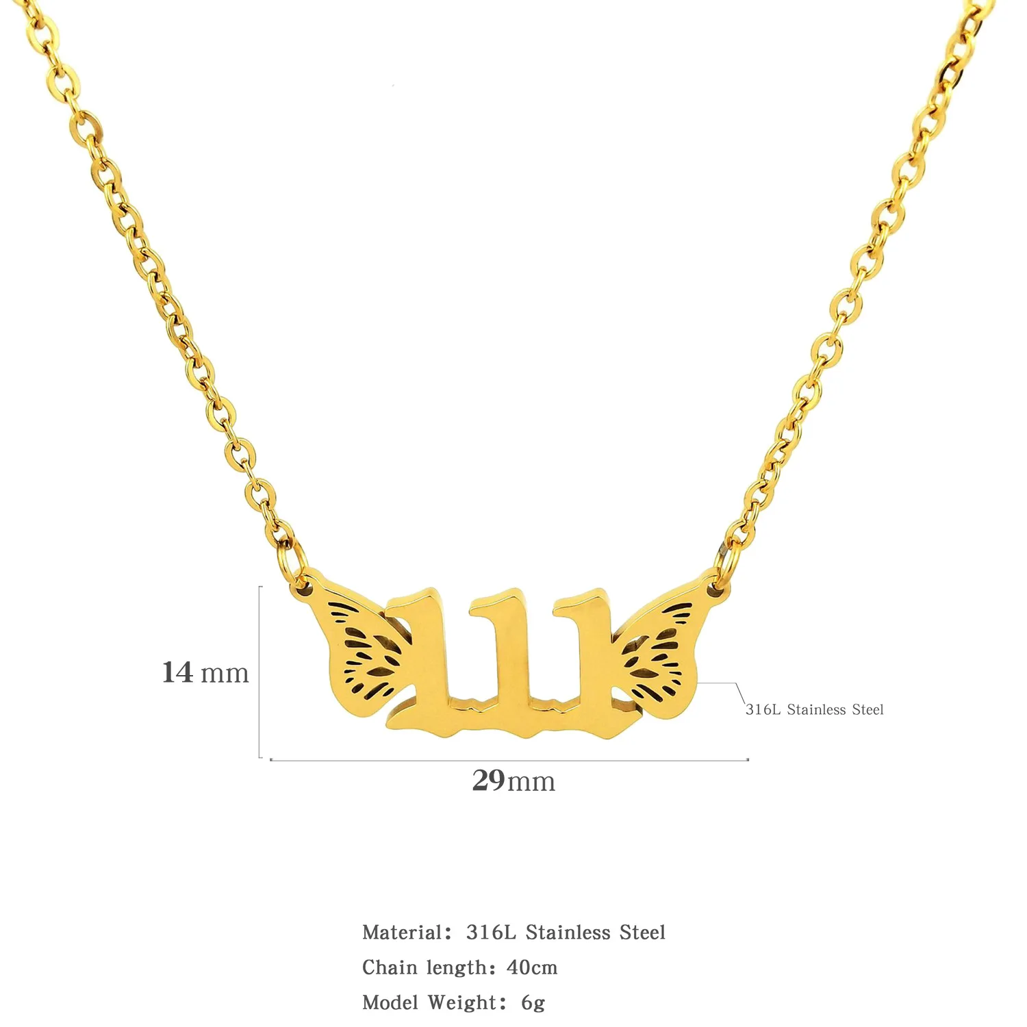 LC20240460 Wholesale gold plated stainless steel  111 222 333 444 555 666 777 dainty angel number necklace for men and women