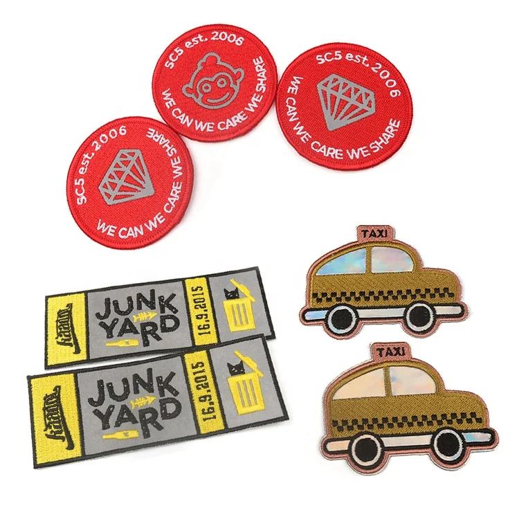 Unique Design Customized Tajima Appliques Mini Cartoon Smile Face Daisy Logo 100% Embroidery Patches for Bandanas