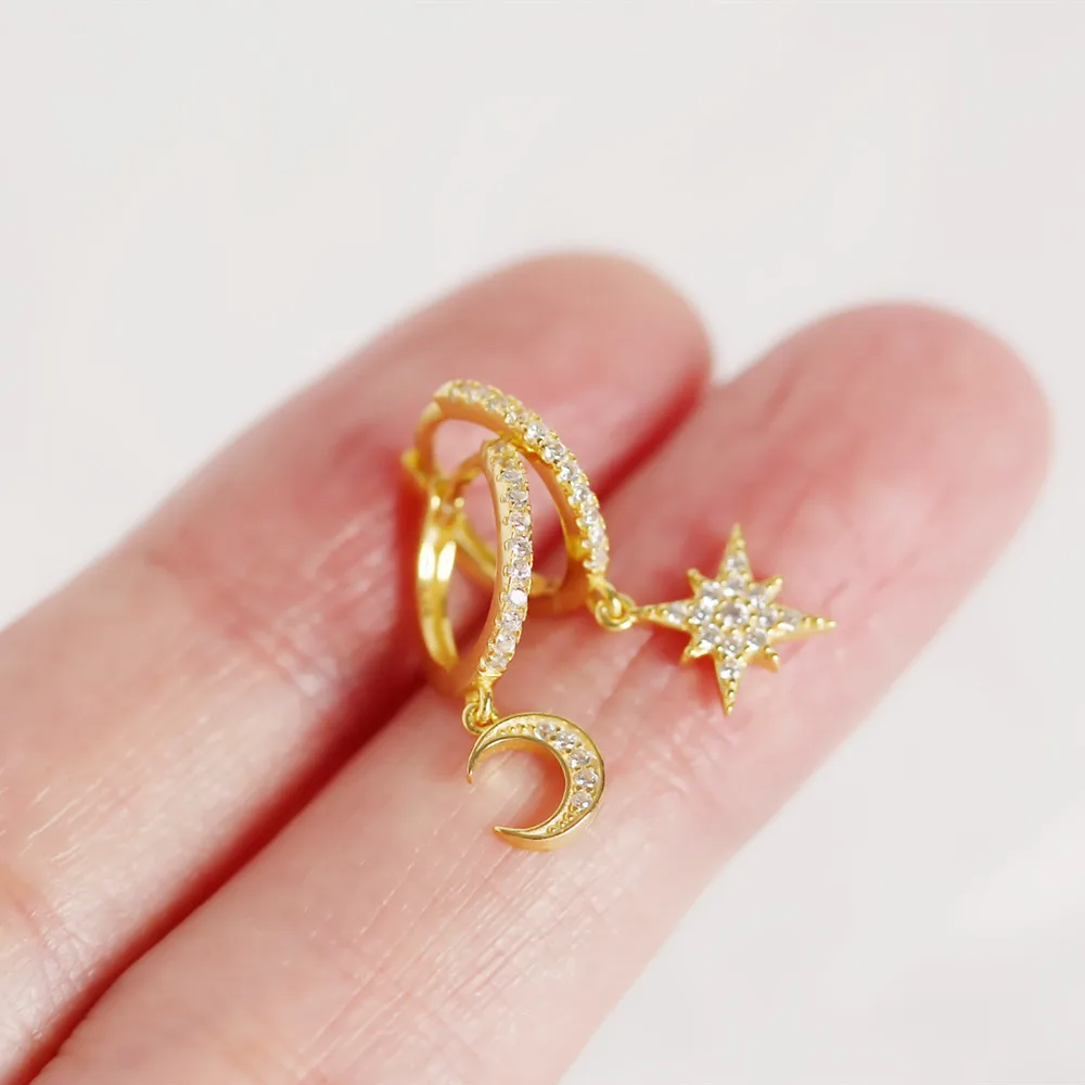 Женские асимметричные серьги из серебра 925 пробы