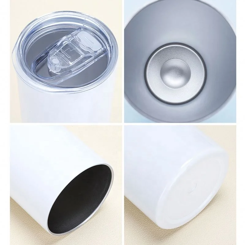 Factory Wholesale 20 Oz Skinny Sublimation Blank Straight Stainless Steel Tumbler With Straw Free Shipping USA Warehouse
