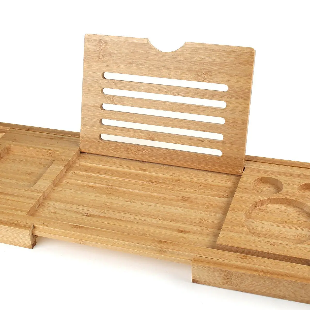 Expand Bamboo Bathtub Caddy Bath Serving Tray Bathroom Shower Organizer bamboo bathtub caddy tray