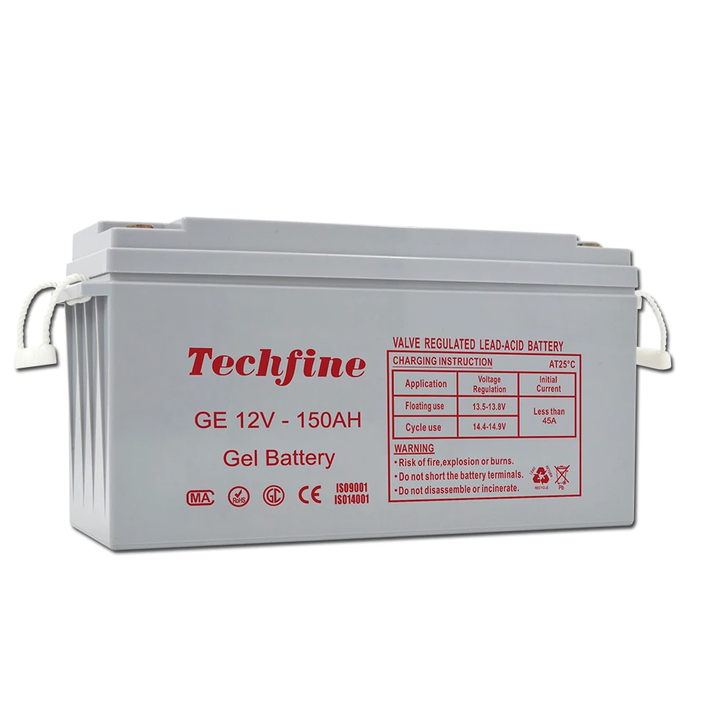 Techfine Factory Customized  Deep Cycle Energia Solar 12V 200Ah Lead Acid Gel Rechargeable Storage Battery