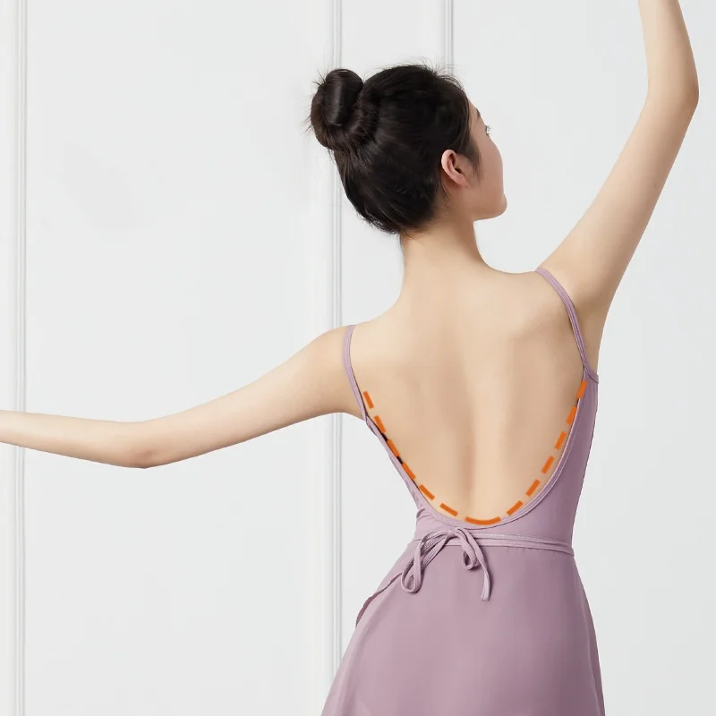 Camisole Ballet V Back Ballet Costumes Gymnastic Leotards for Girls Comfortable One-piece Skirt Ballet Dance Performance Costume