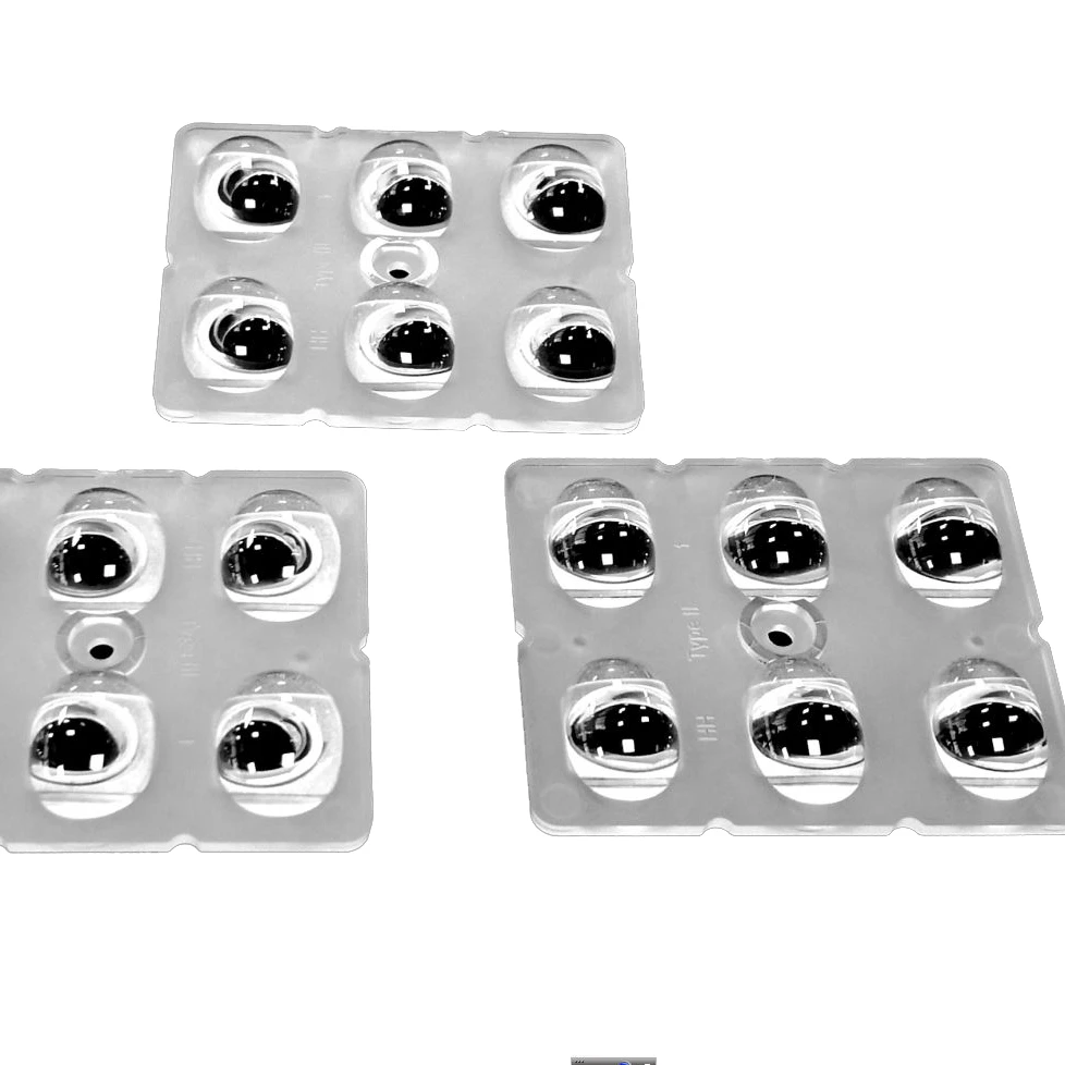 
6 in 1 2X3 50x50mm Lens T2 Beam Angle Module Optical Led Outdoor Street Light Lens 