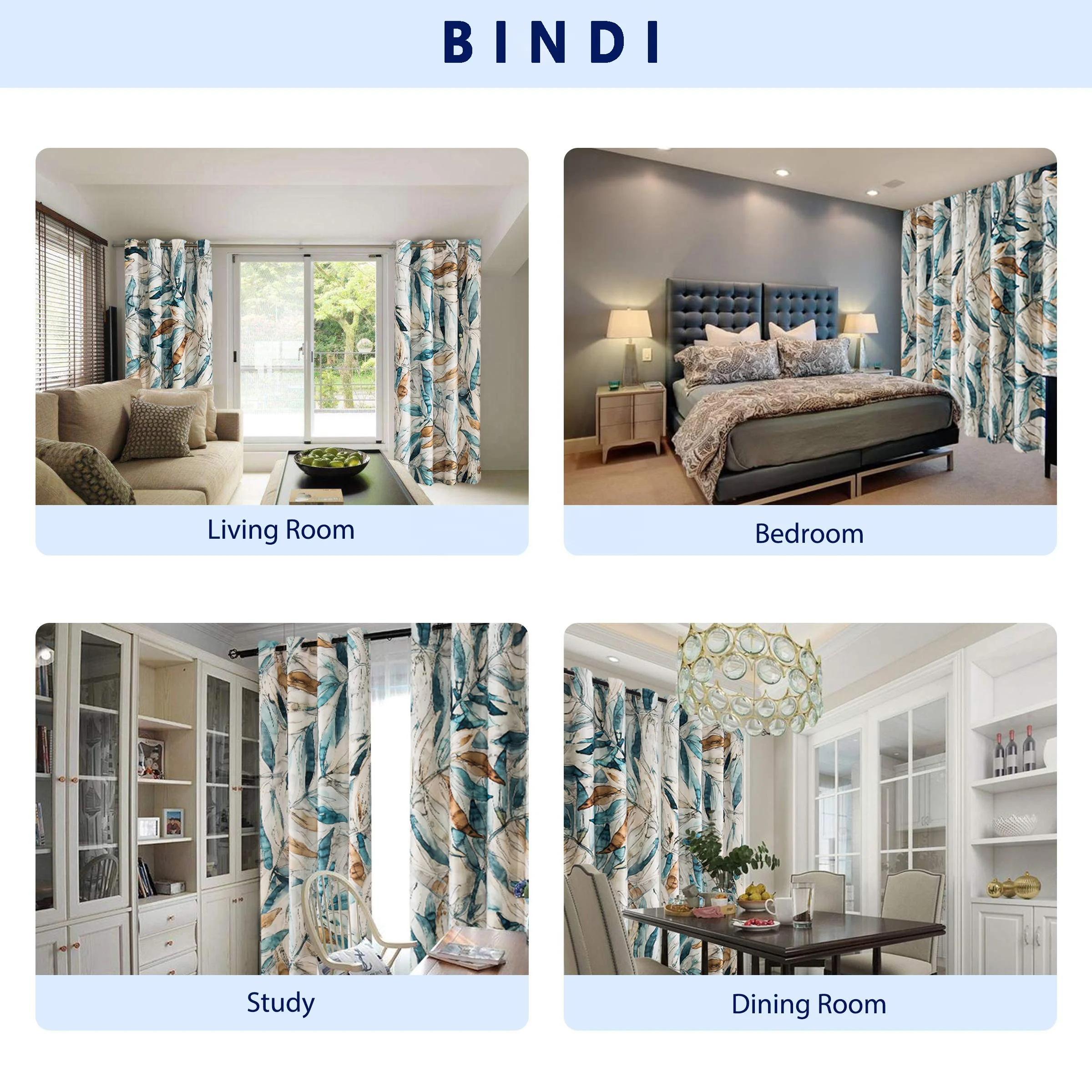 Wholesale Digital Print Fashion Plant Design Home Window Curtain For Bedroom